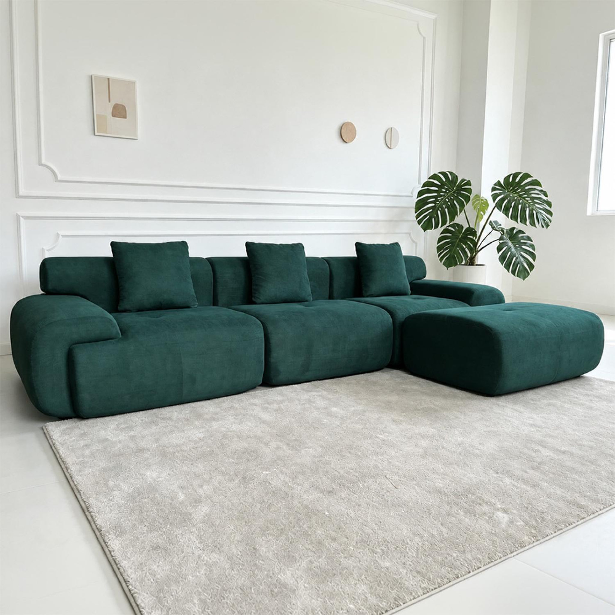 Voir la diapositive 2 : CONCEPT USINE Canapé compressé modulable en tissu chenille vert foncé 4-5 places sheffield