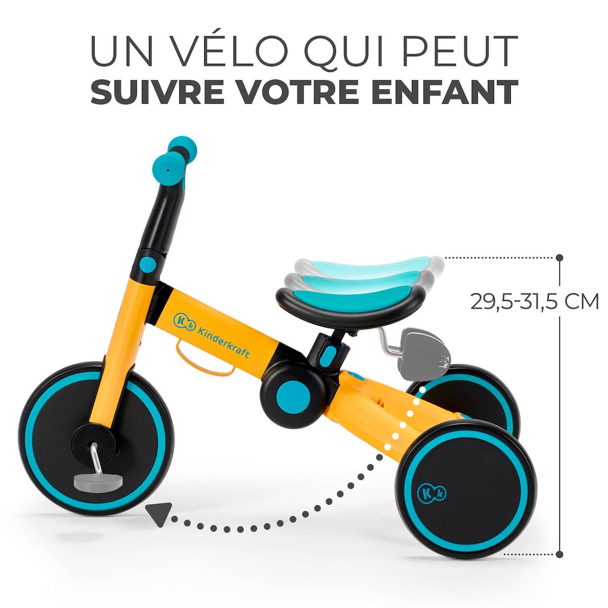 KINDERKRAFT Vélo d'équilibre léger pour enfants - selle et roues réglables
