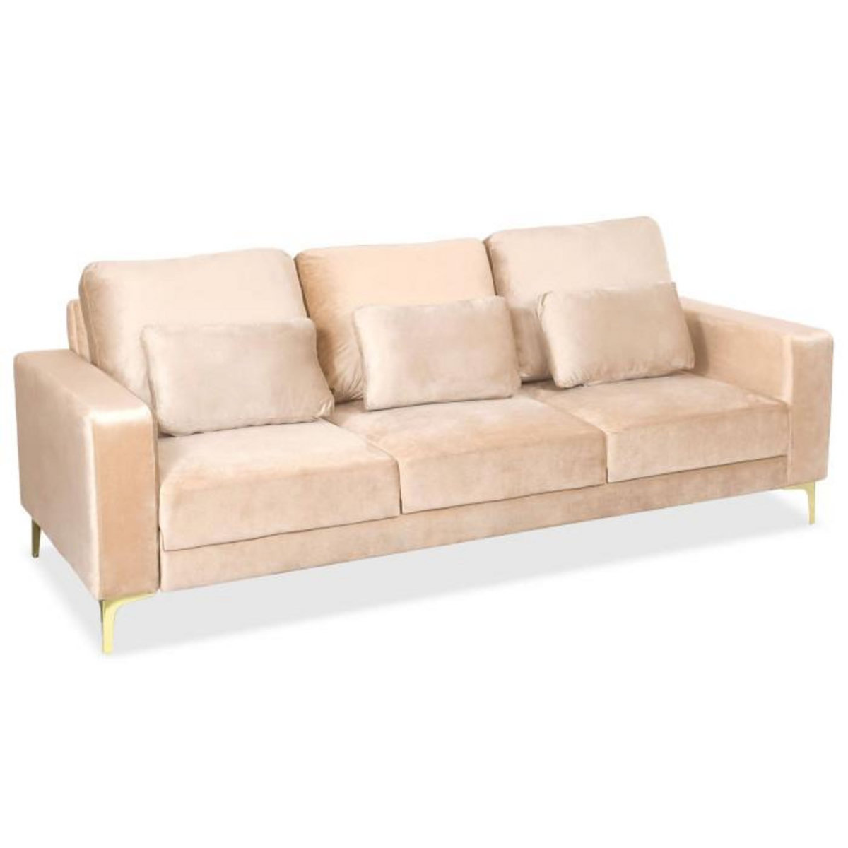 Paris Prix Canapé 3 Places en Velours  Ignacio  220cm Taupe