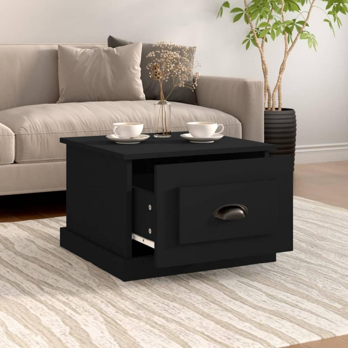 VIDAXL Table basse Noir 50x50x35 cm Bois d'ingenierie