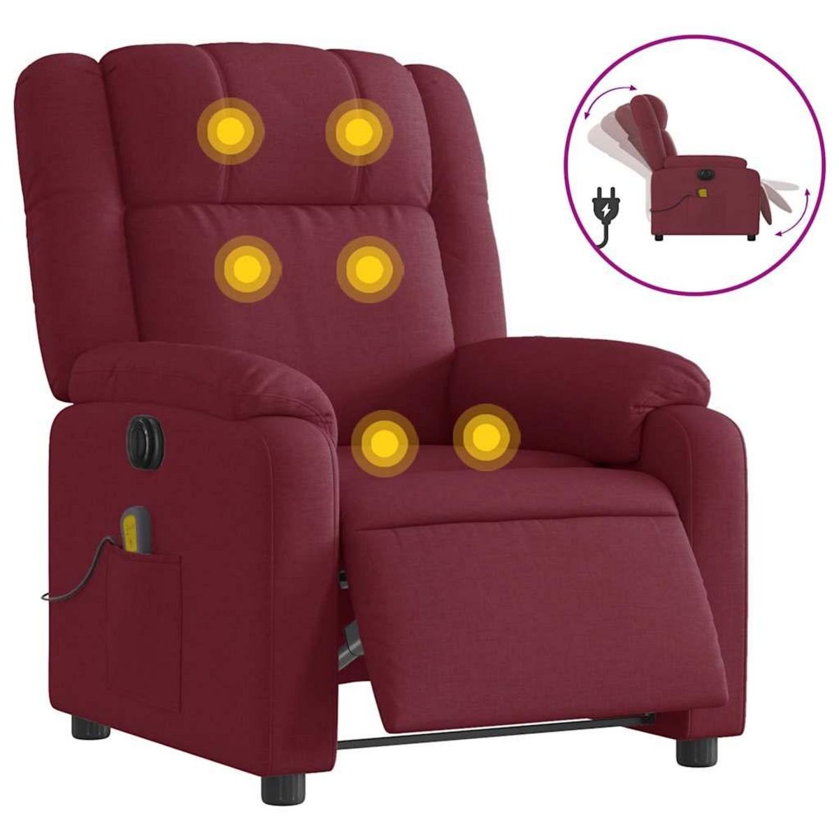 VIDAXL Fauteuil de massage inclinable electrique Rouge bordeaux Tissu