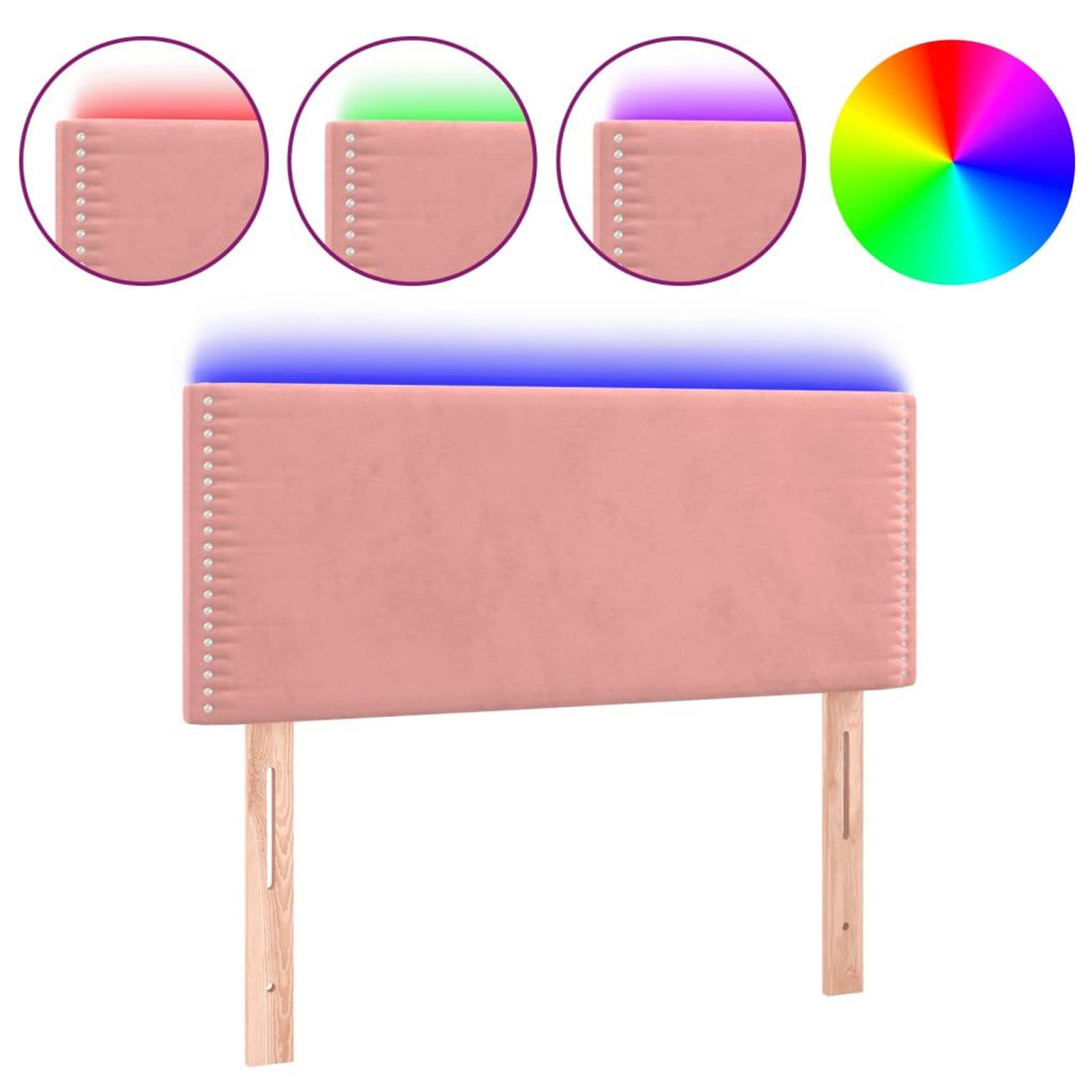 Voir la diapositive 2 : VIDAXL Tete de lit a LED Rose 90x5x78/88 cm Velours