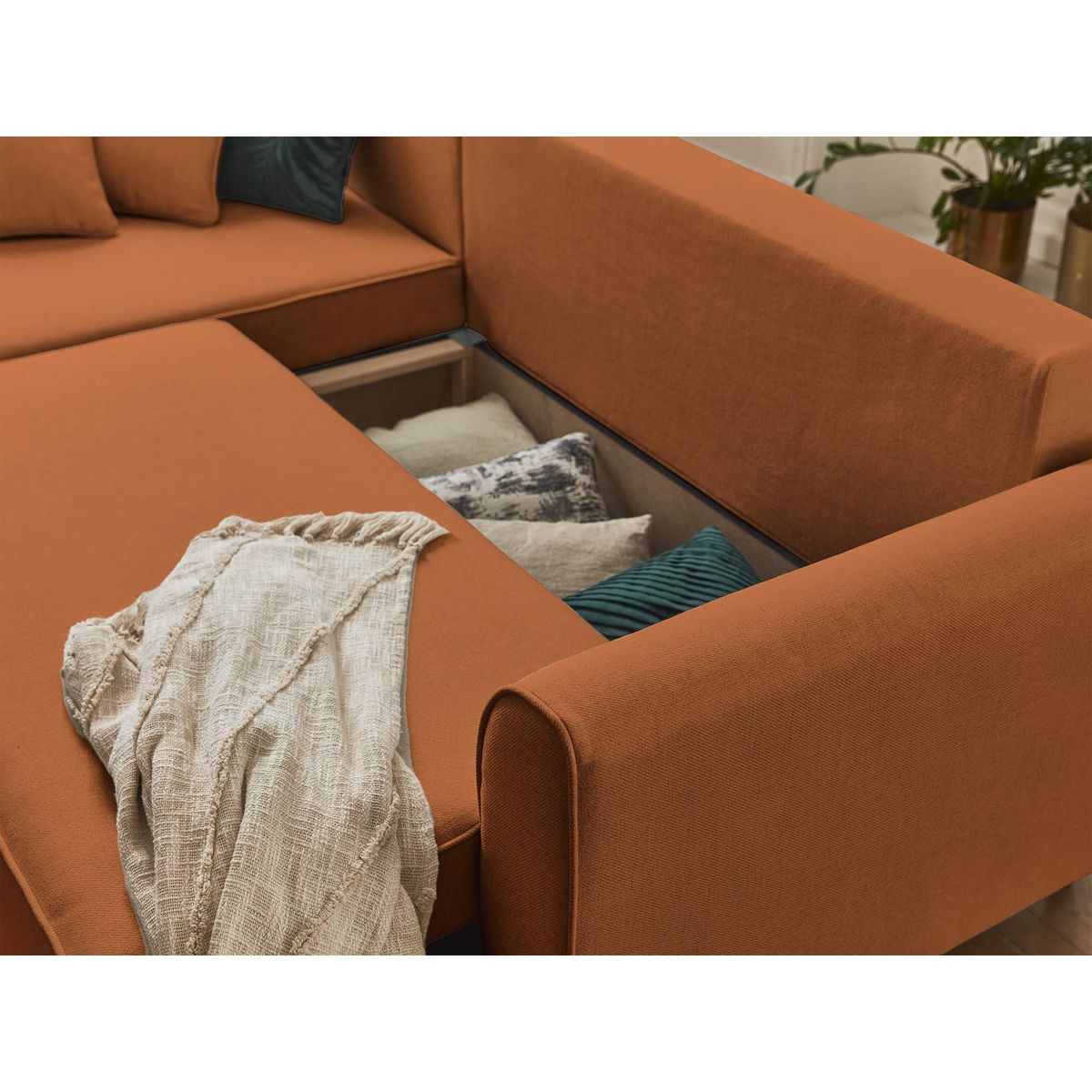 BEST MOBILIER Saphir - canapé d'angle réversible 4 places - convertible - avec coffre - en tissu