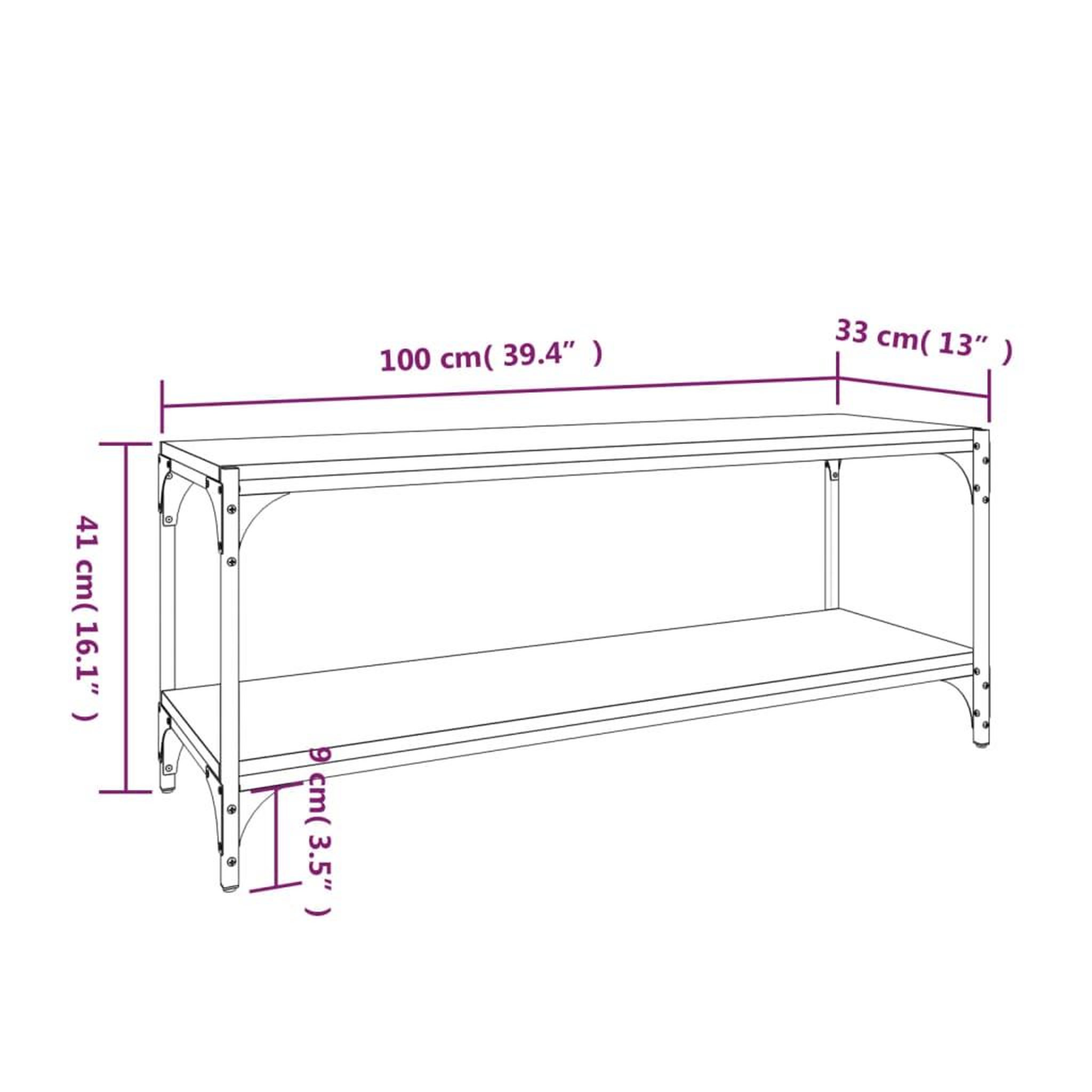 Voir la diapositive 6 : VIDAXL Meuble TV Sonoma gris 100x33x41 cm Bois d'ingenierie et acier