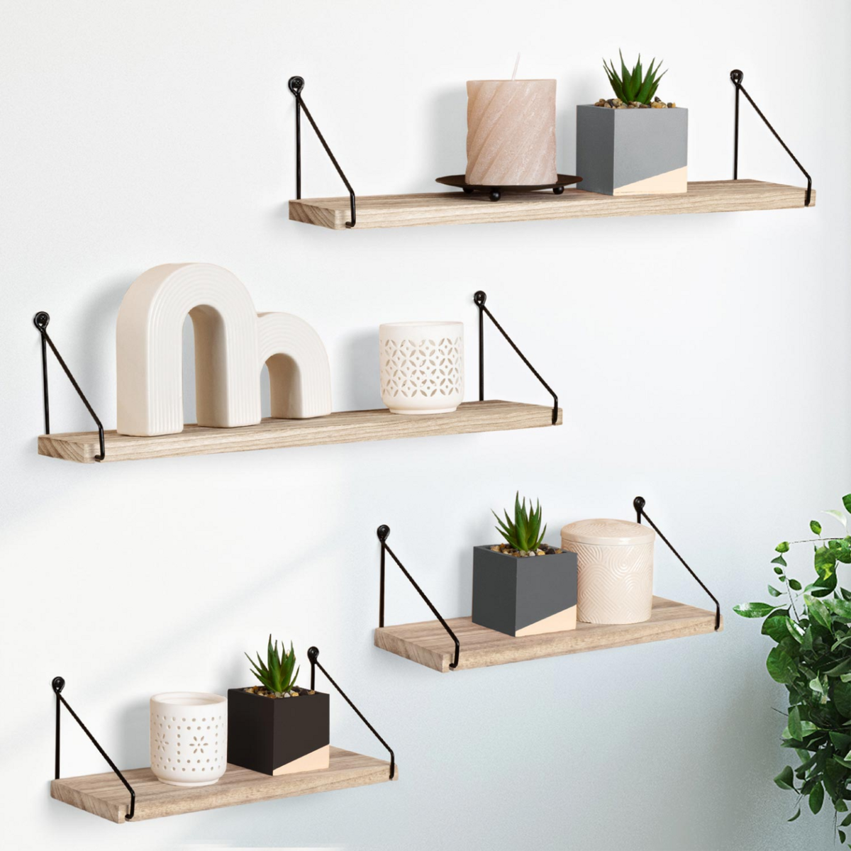 ID MARKET Lot de 4 étagères murales LILY design industriel