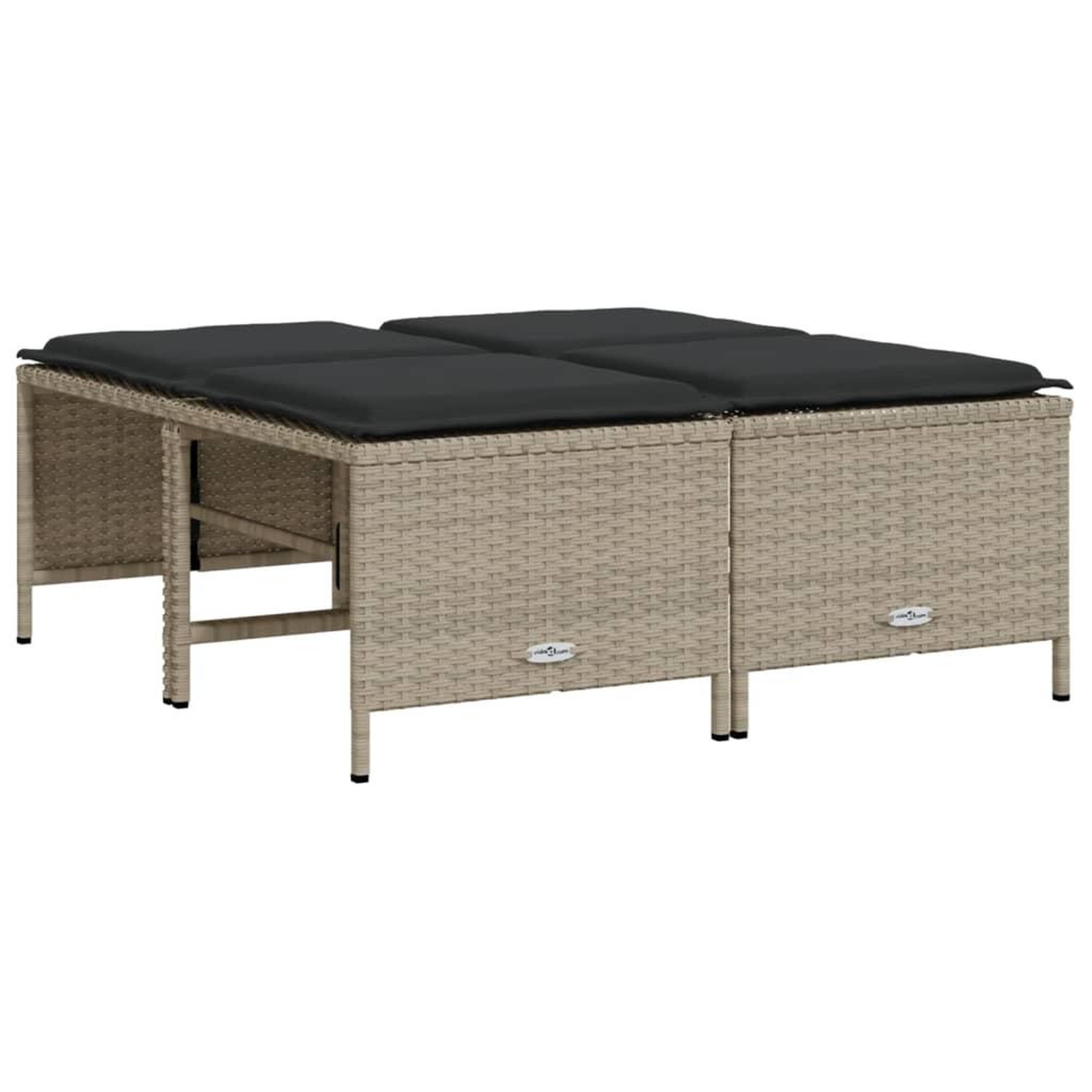 Voir la diapositive 4 : VIDAXL Salon de jardin 5 pcs avec coussins gris clair resine tressee