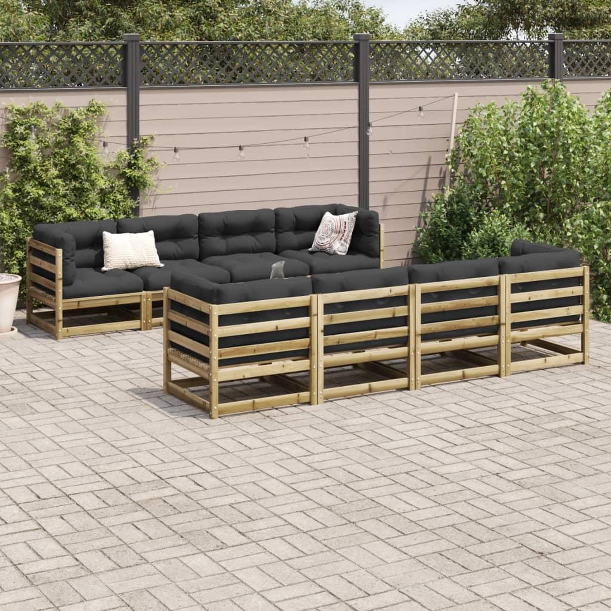 Voir la diapositive 3 : VIDAXL Salon de jardin 9 pcs avec coussins bois de pin impregne