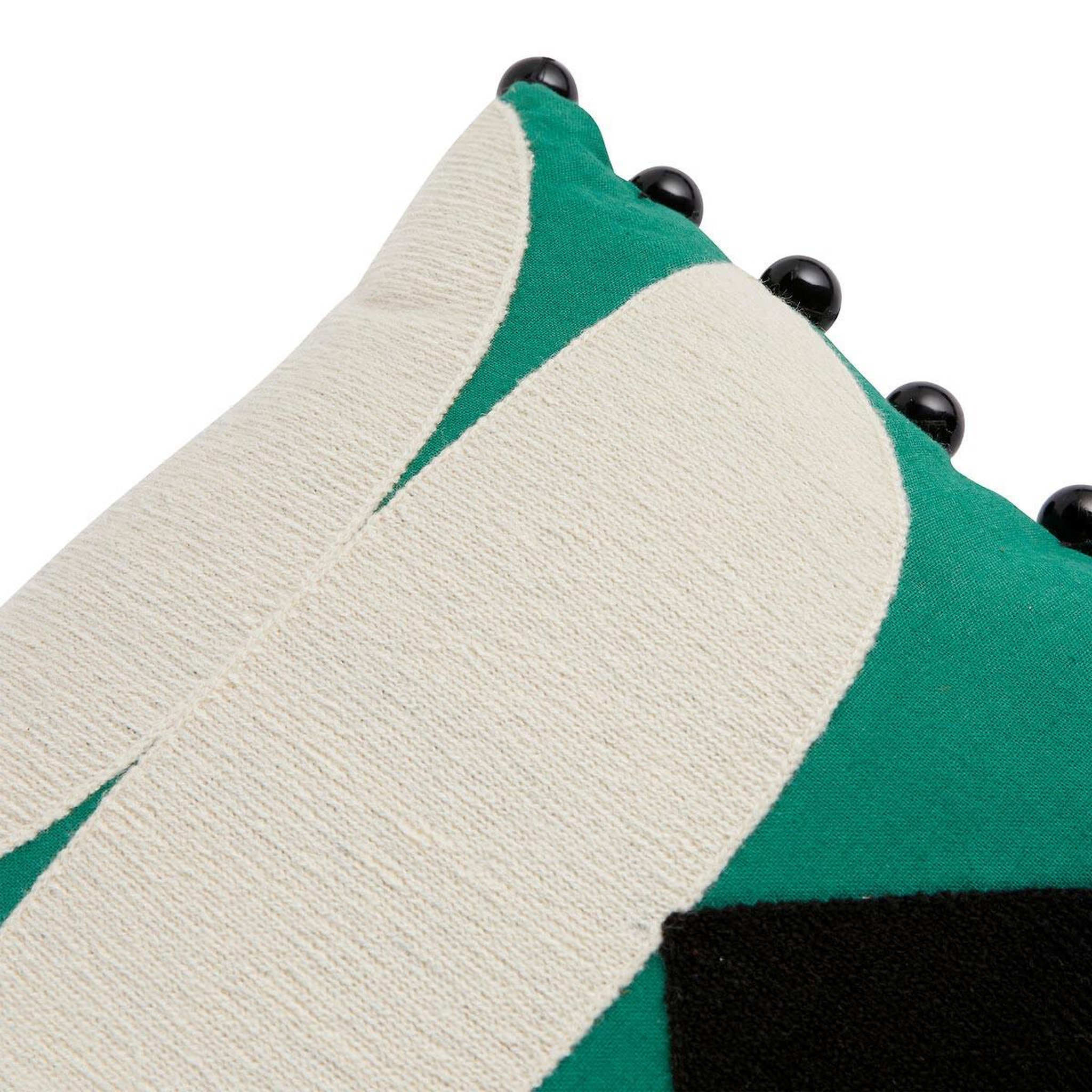 Voir la diapositive 4 : ATMOSPHERA Coussin brodé perle  malakite  30x30cm vert cèdre