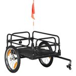 HOMCOM Remorque vélo remorque de transport pour vélo pliable 125L x 64l x 53,5H cm barre d'attelage universelle acier noir