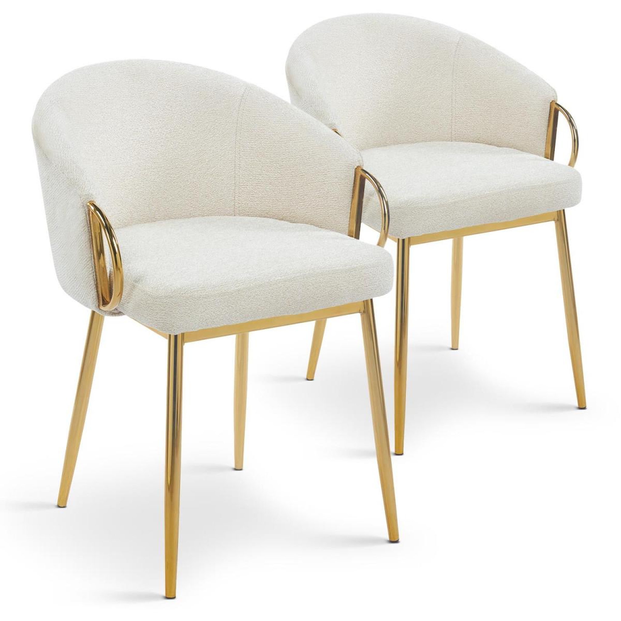 Paris Prix Lot de 2 chaises en tissu bouclette  julia  74cm beige & or