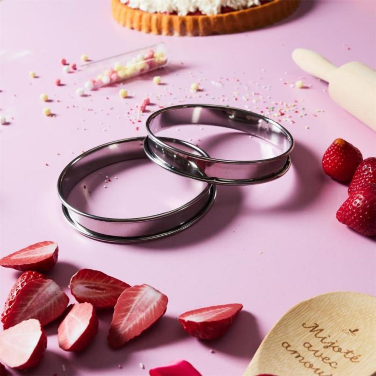 Paris Prix Lot de 2 Cercles à Tartelette  Mamie Lily  12cm Argent