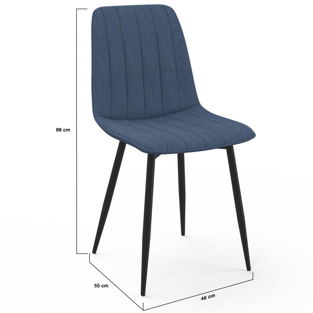 ID MARKET Lot de 6 chaises MIRA en tissu bleu pour salle à manger