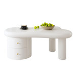 MERAX Table basse forme atypique blanc avec 2 tiroirs - 64x97 cm mdf