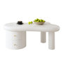 Voir la diapositive 1 : MERAX Table basse forme atypique blanc avec 2 tiroirs - 64x97 cm mdf