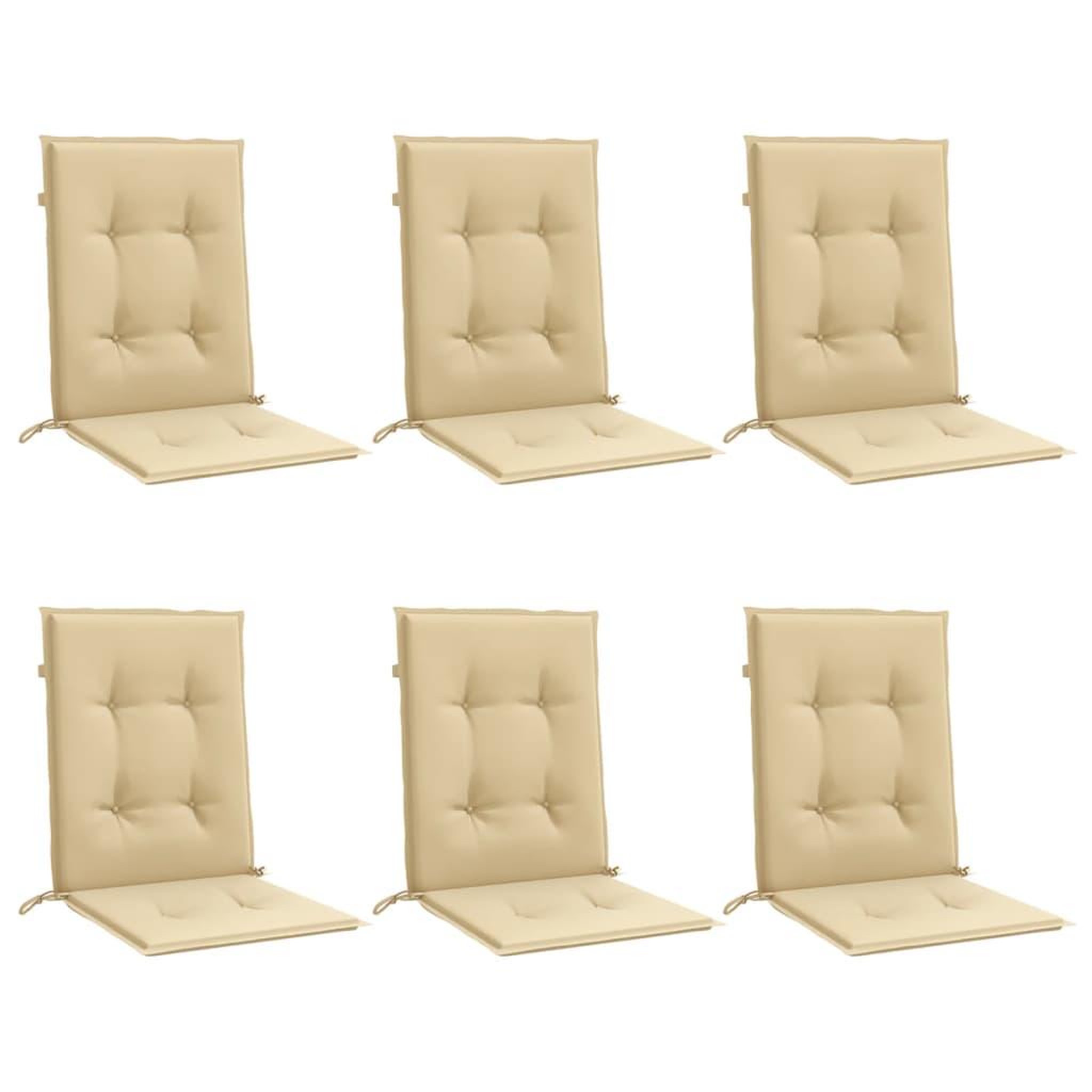 Voir la diapositive 3 : VIDAXL Coussins de chaise a dossier bas lot de 6 beige melange tissu