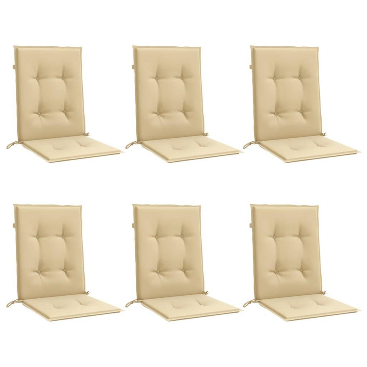 VIDAXL Coussins de chaise a dossier bas lot de 6 beige melange tissu
