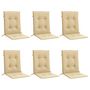 Voir la diapositive 3 : VIDAXL Coussins de chaise a dossier bas lot de 6 beige melange tissu