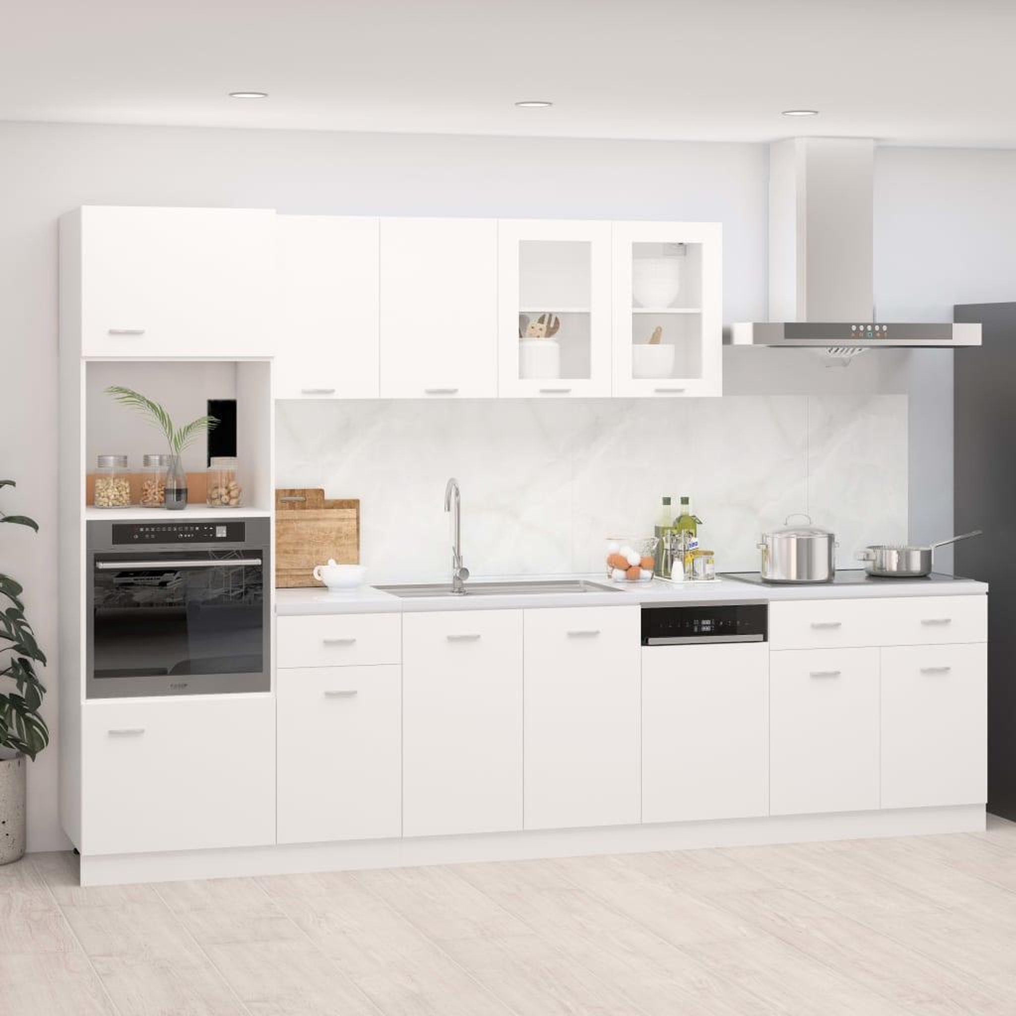 VIDAXL Ensemble de meubles de cuisine 7 pcs Blanc Agglomere