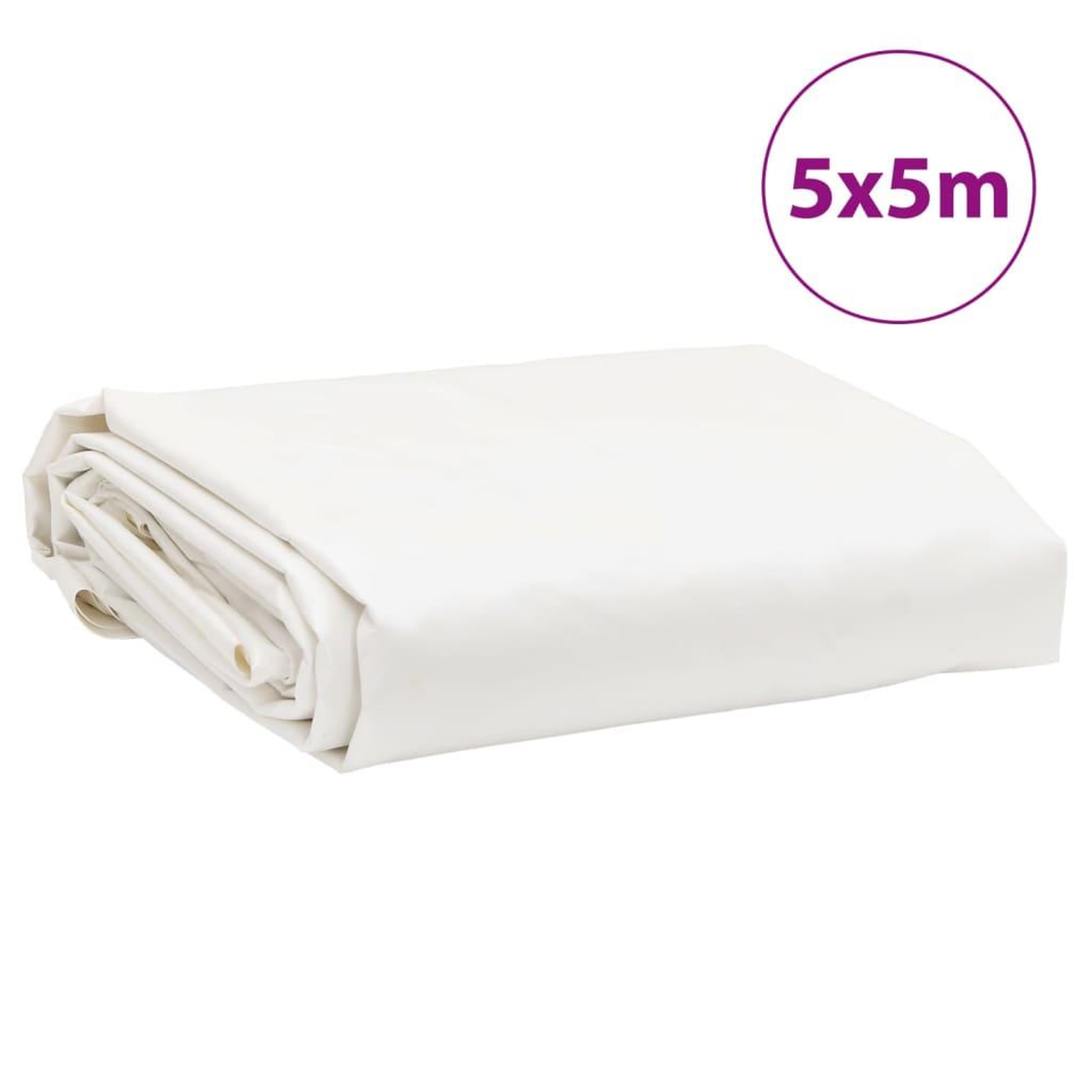 Voir la diapositive 6 : VIDAXL Bache blanc 5x5 m 600 g/m²