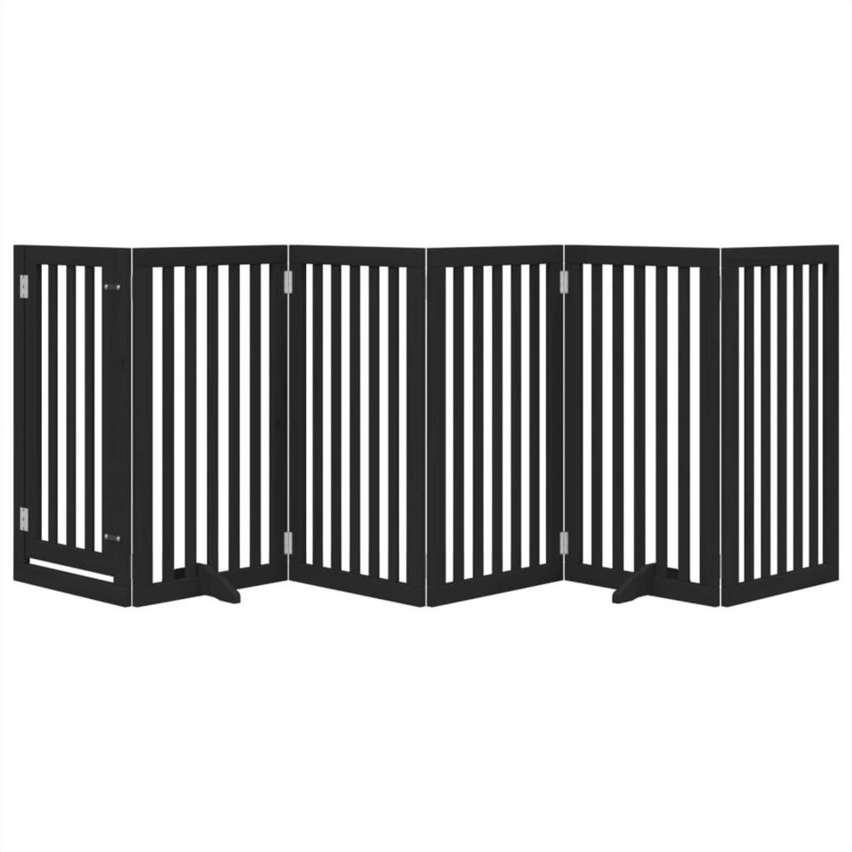 VIDAXL Barriere pour chiens et porte 6 panneaux noir bois de peuplier