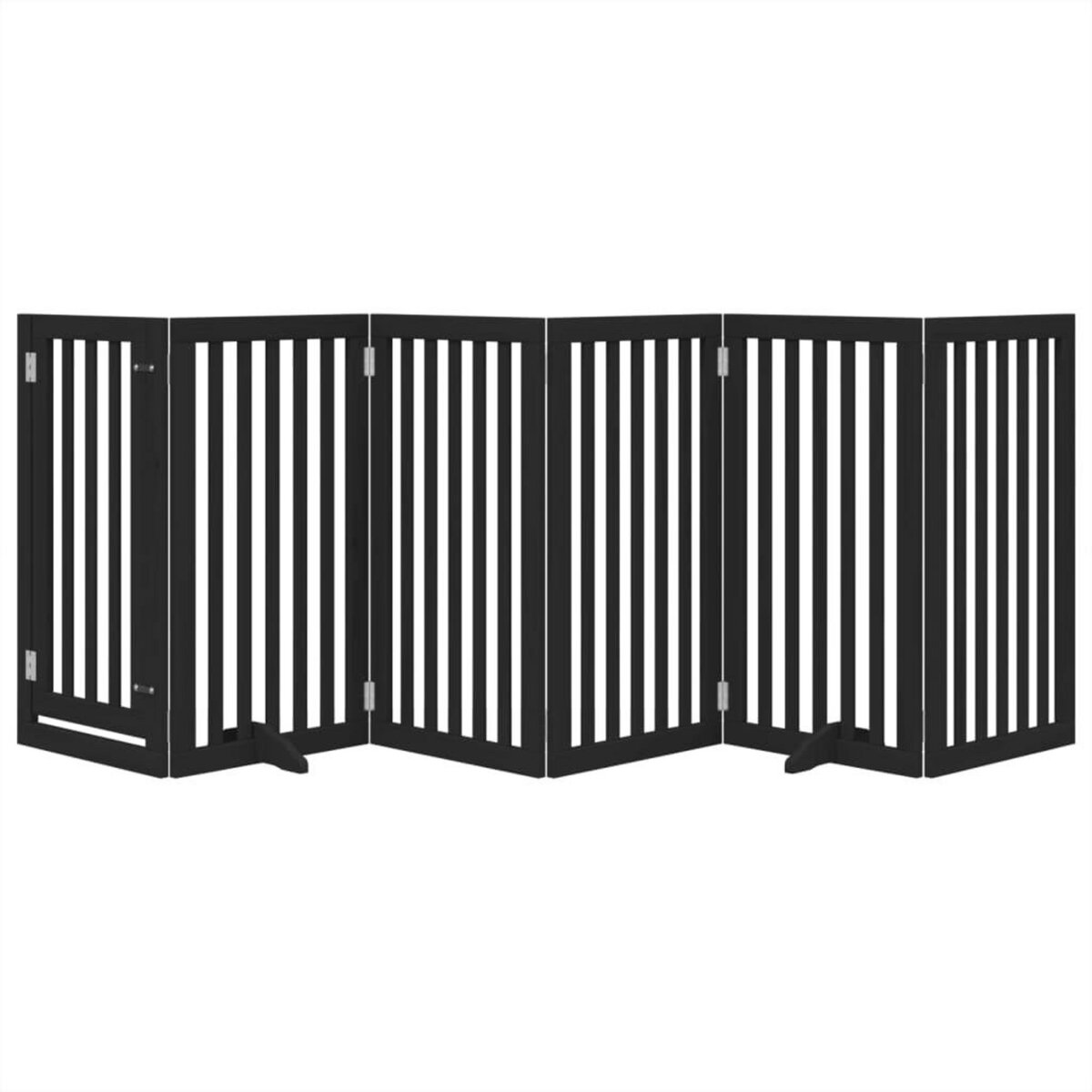 VIDAXL Barriere pour chiens et porte 6 panneaux noir bois de peuplier
