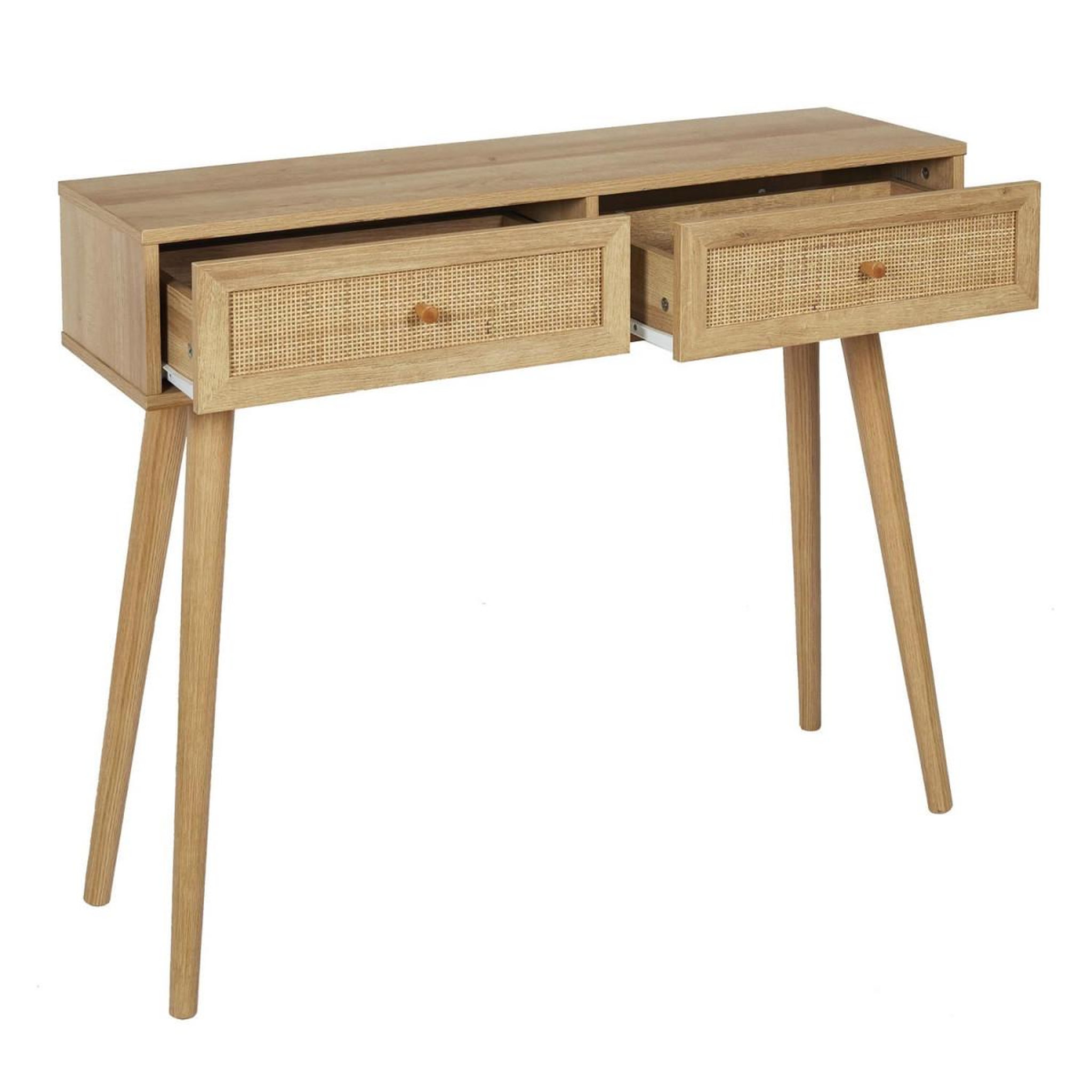 Voir la diapositive 3 : The Home Deco Factory Console 2 tiroirs en bois  bali  100cm naturel