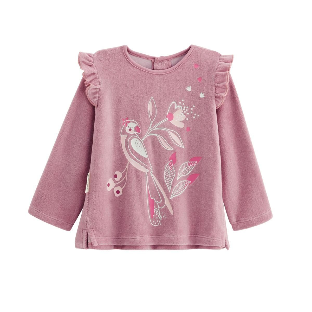 Petit Béguin Pyjama enfant 2 pièces en velours rose Louisa