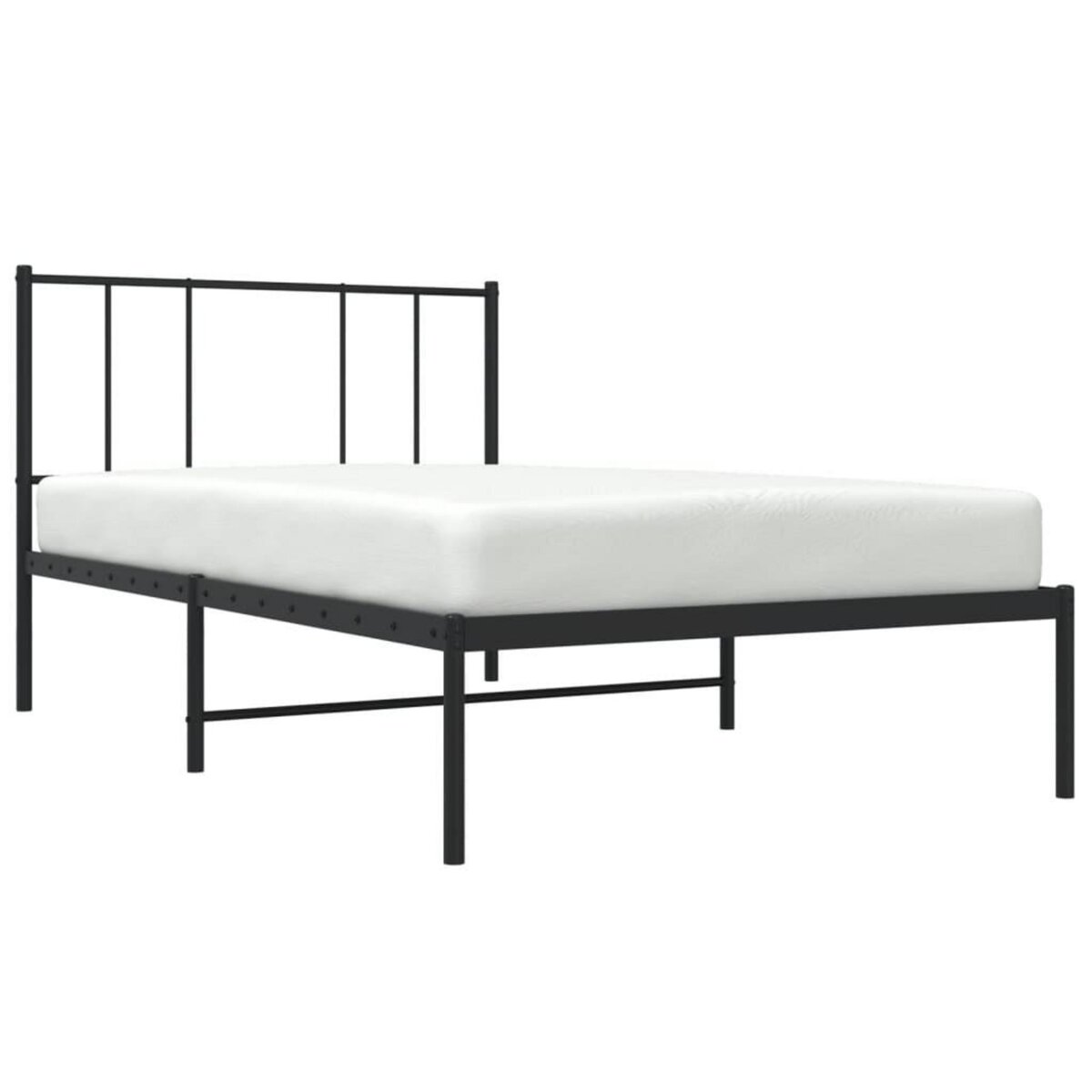 VIDAXL Cadre de lit metal sans matelas avec tete de lit noir 75x190 cm