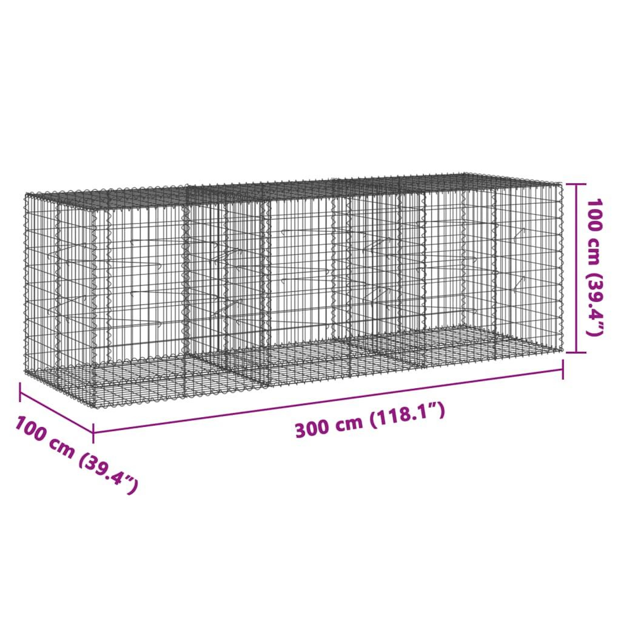 Voir la diapositive 6 : VIDAXL Panier gabion avec couvercle 300x100x100 cm fer galvanise