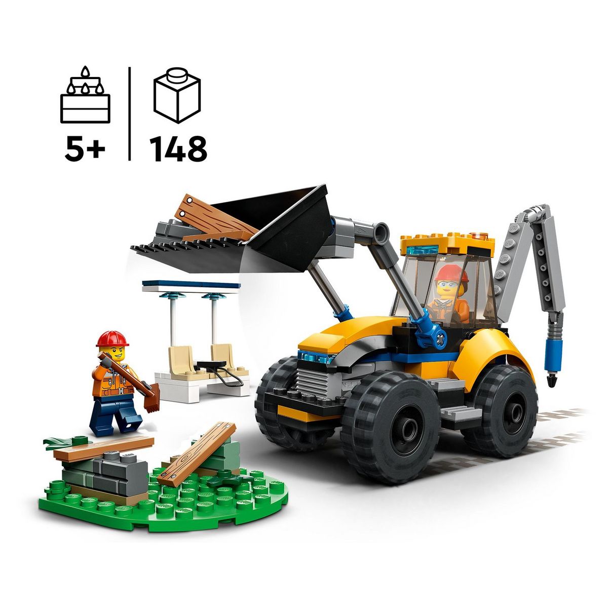 LEGO City 60385 La pelleteuse de chantier, Jouet Engin de Chantier, Jeu de Construction de Véhicules