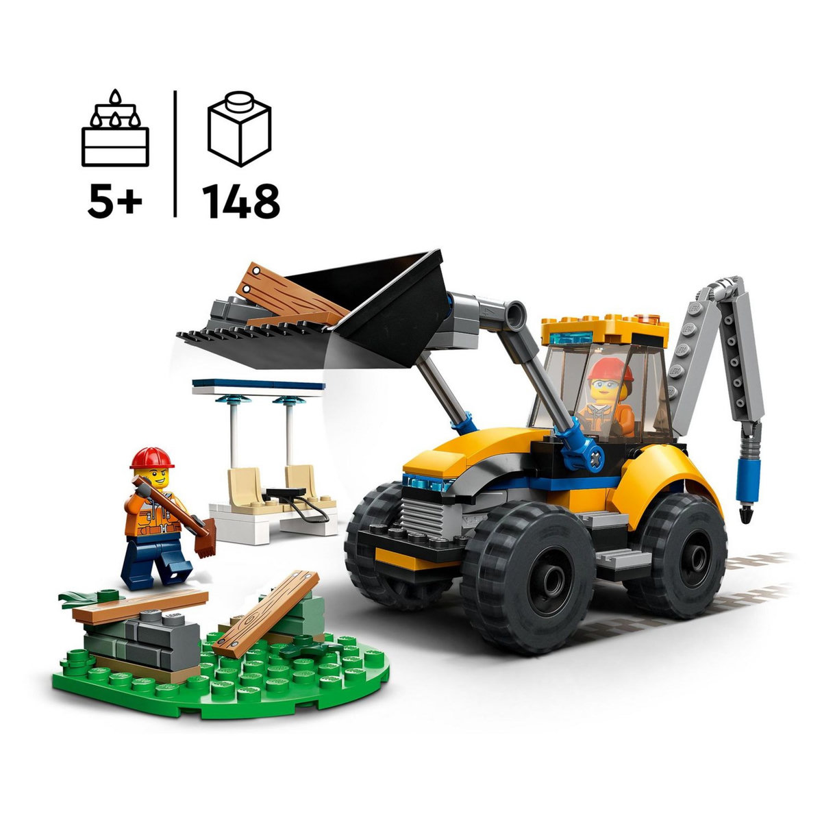 LEGO City 60385 La pelleteuse de chantier, Jouet Engin de Chantier, Jeu de Construction de Véhicules