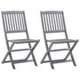 Voir la diapositive 2 : VIDAXL Chaises pliables d'exterieur lot de 2 et coussins Bois d'acacia