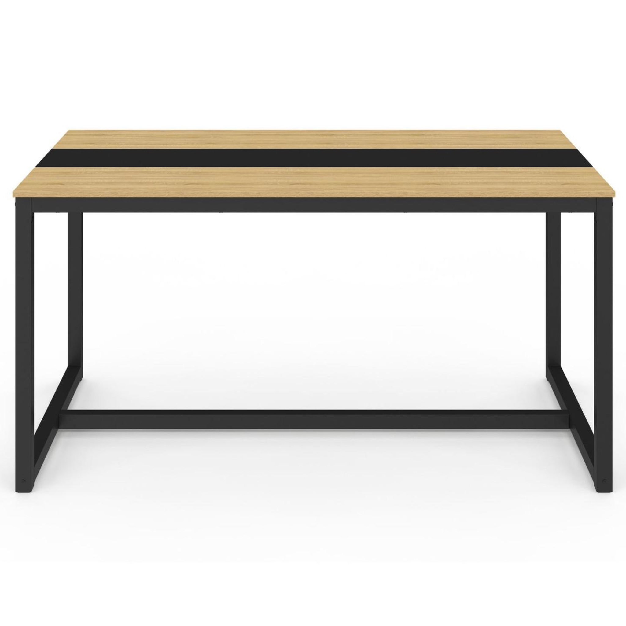 Voir la diapositive 3 : ID MARKET Table à manger rectangle dover 8 personnes bande centrale noire design industriel 150 cm