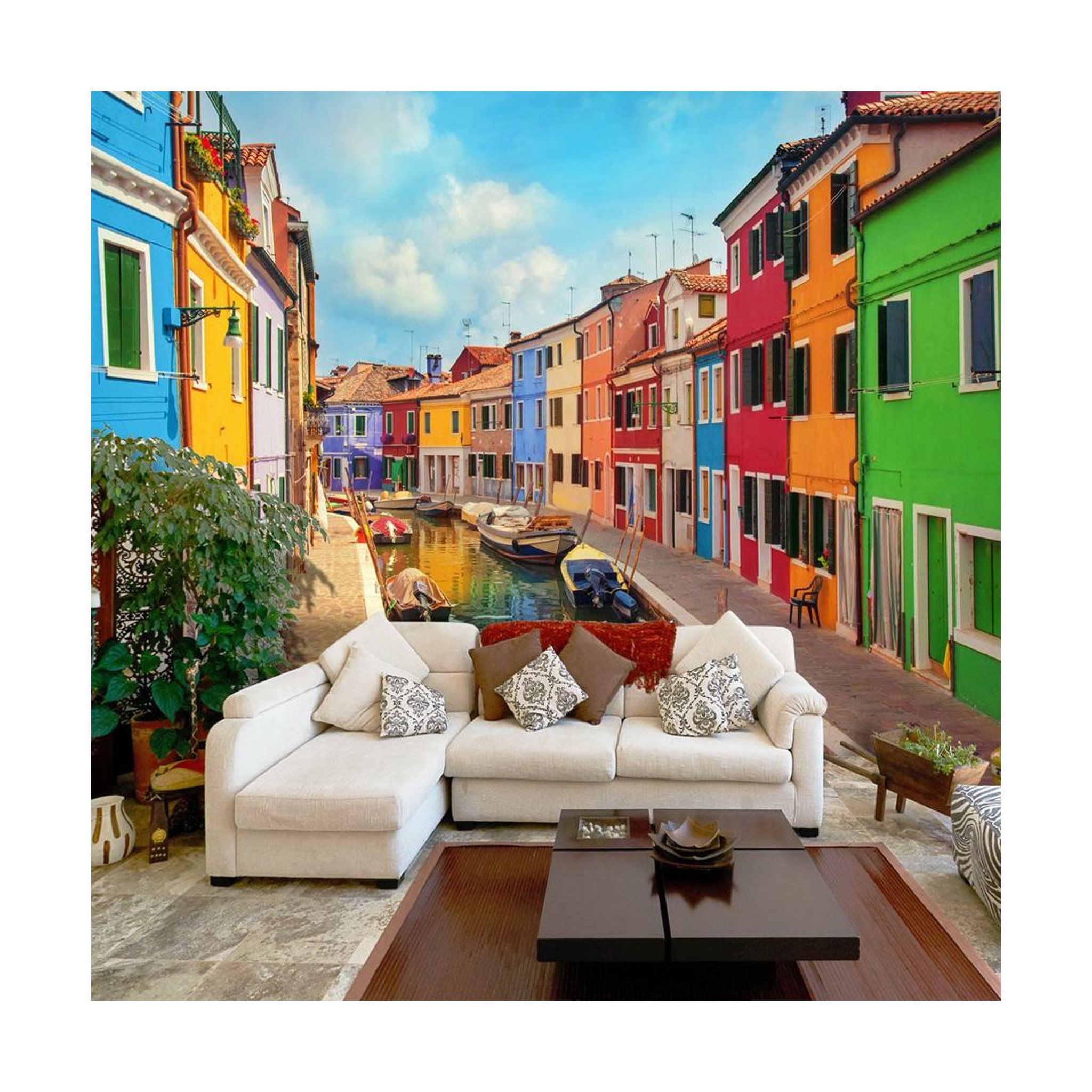 Voir la diapositive 1 : Paris Prix Papier Peint  Colorful Canal in Burano
