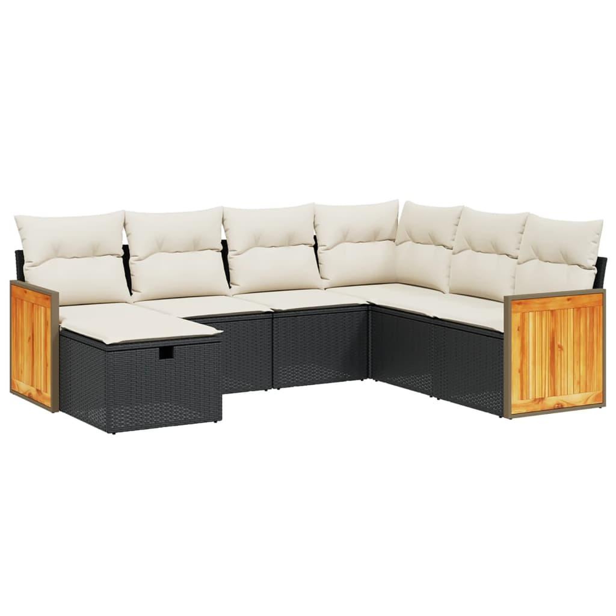 Voir la diapositive 2 : VIDAXL Salon de jardin 7 pcs avec coussins noir resine tressee