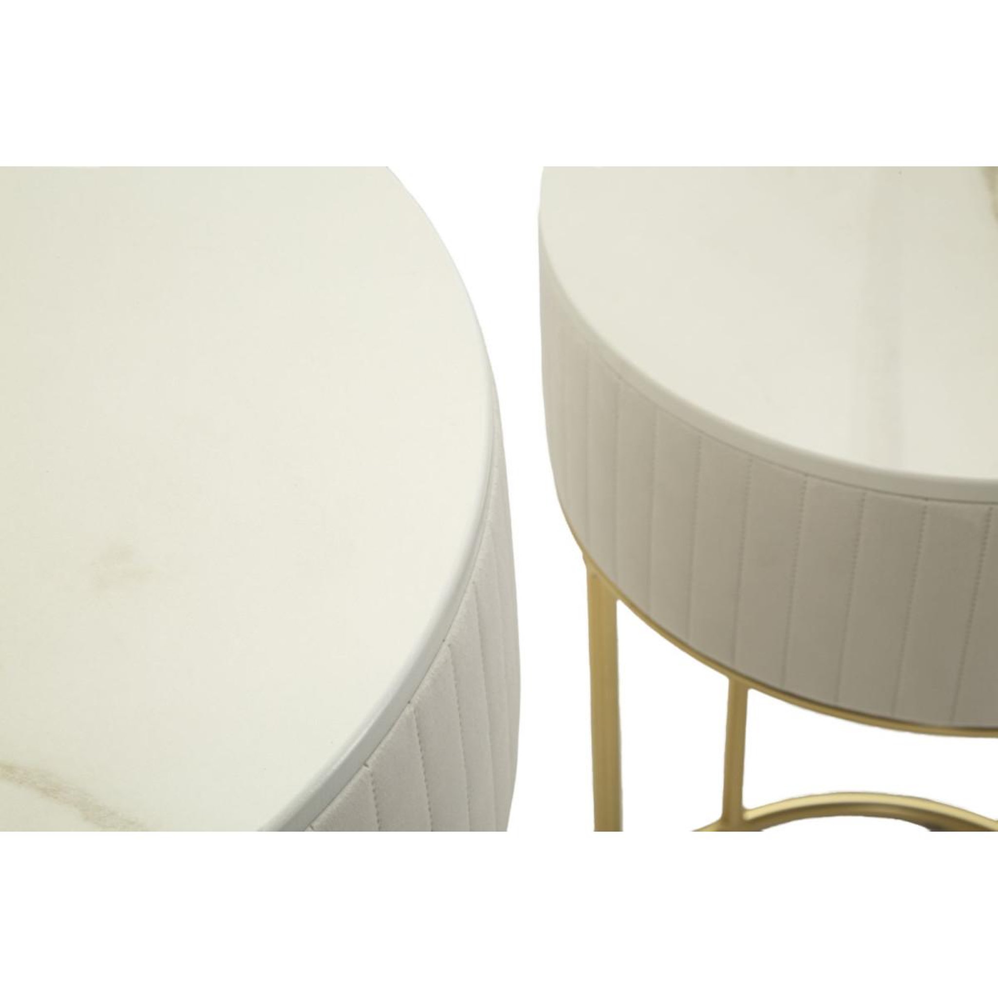 Voir la diapositive 3 : Paris Prix Lot de 2 tables d'appoint ronde  wedding  90cm crème