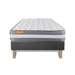 SEPTNUITS Matelas + sommier gris Memo Plus Mémoire de forme 3 zones. Coloris disponibles : Gris