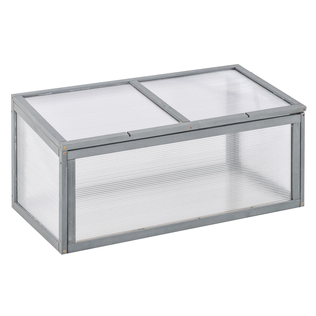 OUTSUNNY Mini serre de jardin serre à tomates dim. 90L x 46l x 40H cm toit ouvrable panneaux de polycarbonate bois sapin pré-huilé gris
