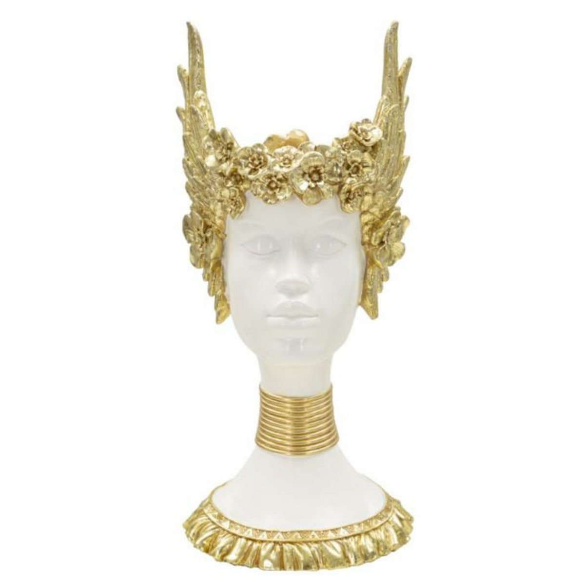 Paris Prix Statuette Buste Femme  Athena  38cm Blanc & Or