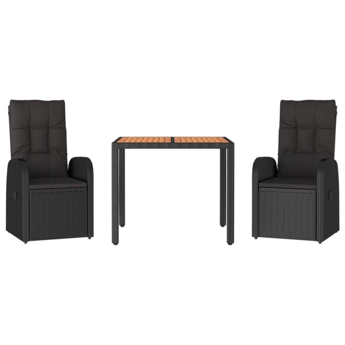 VIDAXL Ensemble a manger de jardin avec coussins 3 pcs Noir