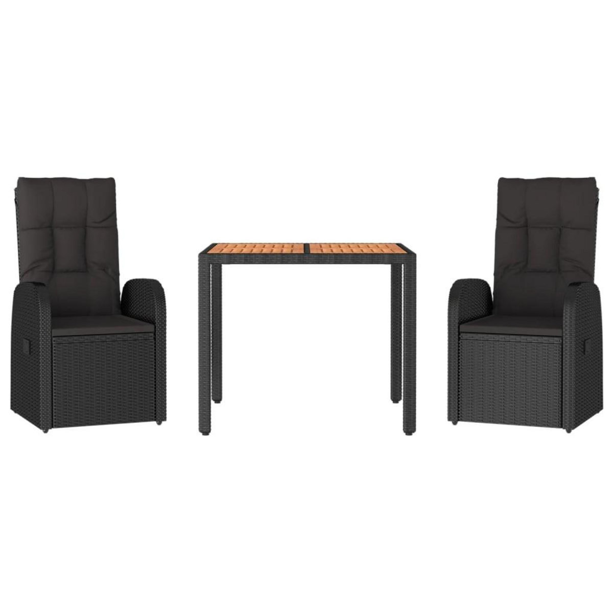 VIDAXL Ensemble a manger de jardin avec coussins 3 pcs Noir