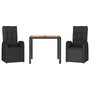 Voir la diapositive 3 : VIDAXL Ensemble a manger de jardin avec coussins 3 pcs Noir
