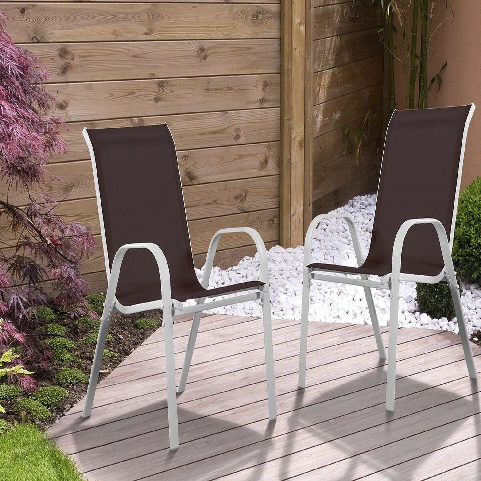 Voir la diapositive 2 : Habitat et Jardin Fauteuil jardin textilène  cordoba  - phoenix - taupe - lot de 2