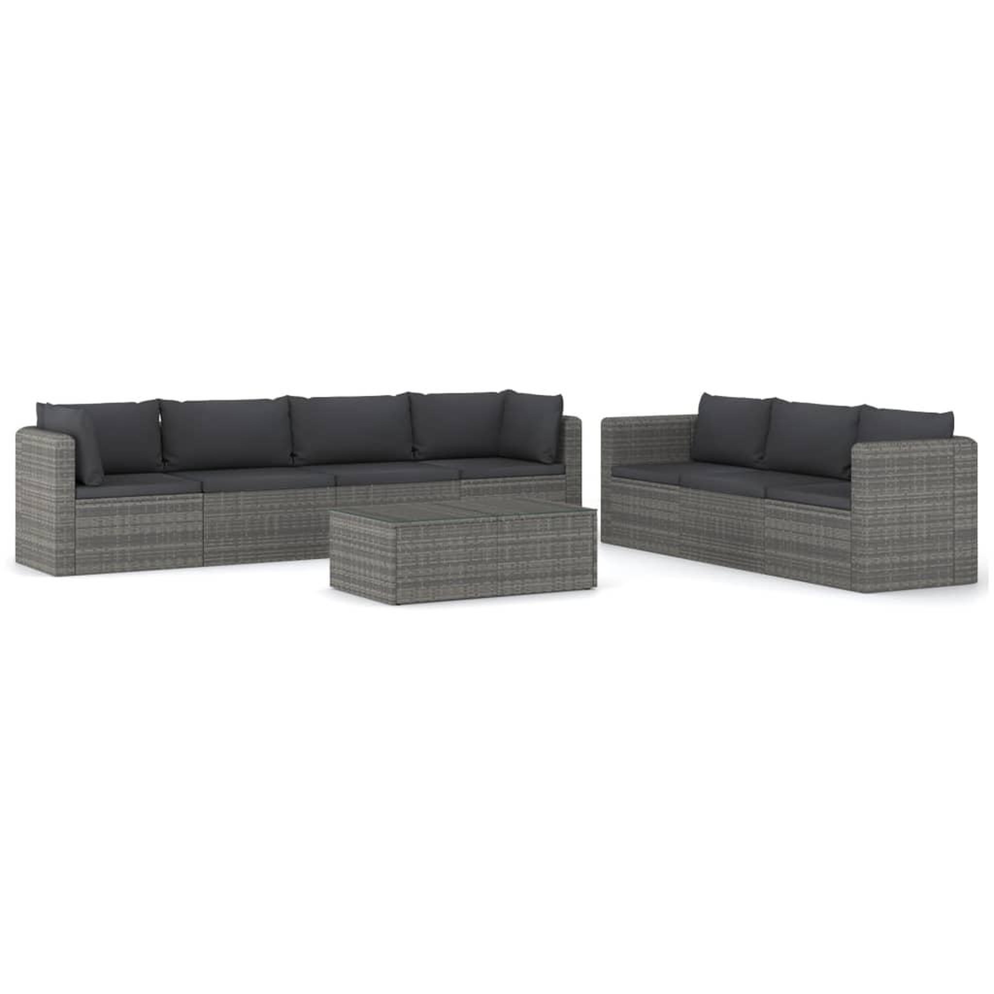 Voir la diapositive 3 : VIDAXL Salon de jardin 8 pcs avec coussins resine tressee gris
