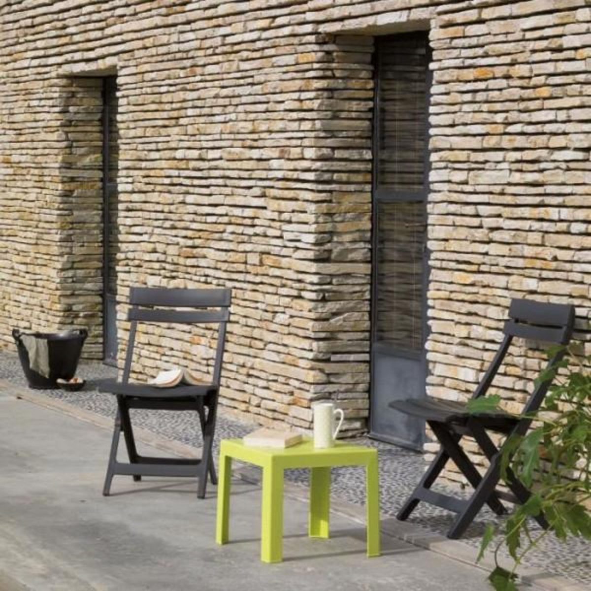 GRILL ME Chaise pliante Miami - GRILL ME - Anthracite - Résistante aux intempéries et facile a ranger