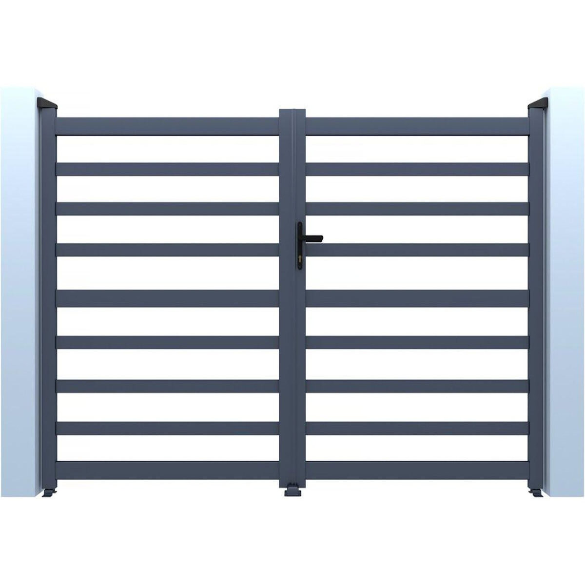 Habitat et Jardin Portail aluminium ajouré  Martin  - 300 x 180 cm - Gris