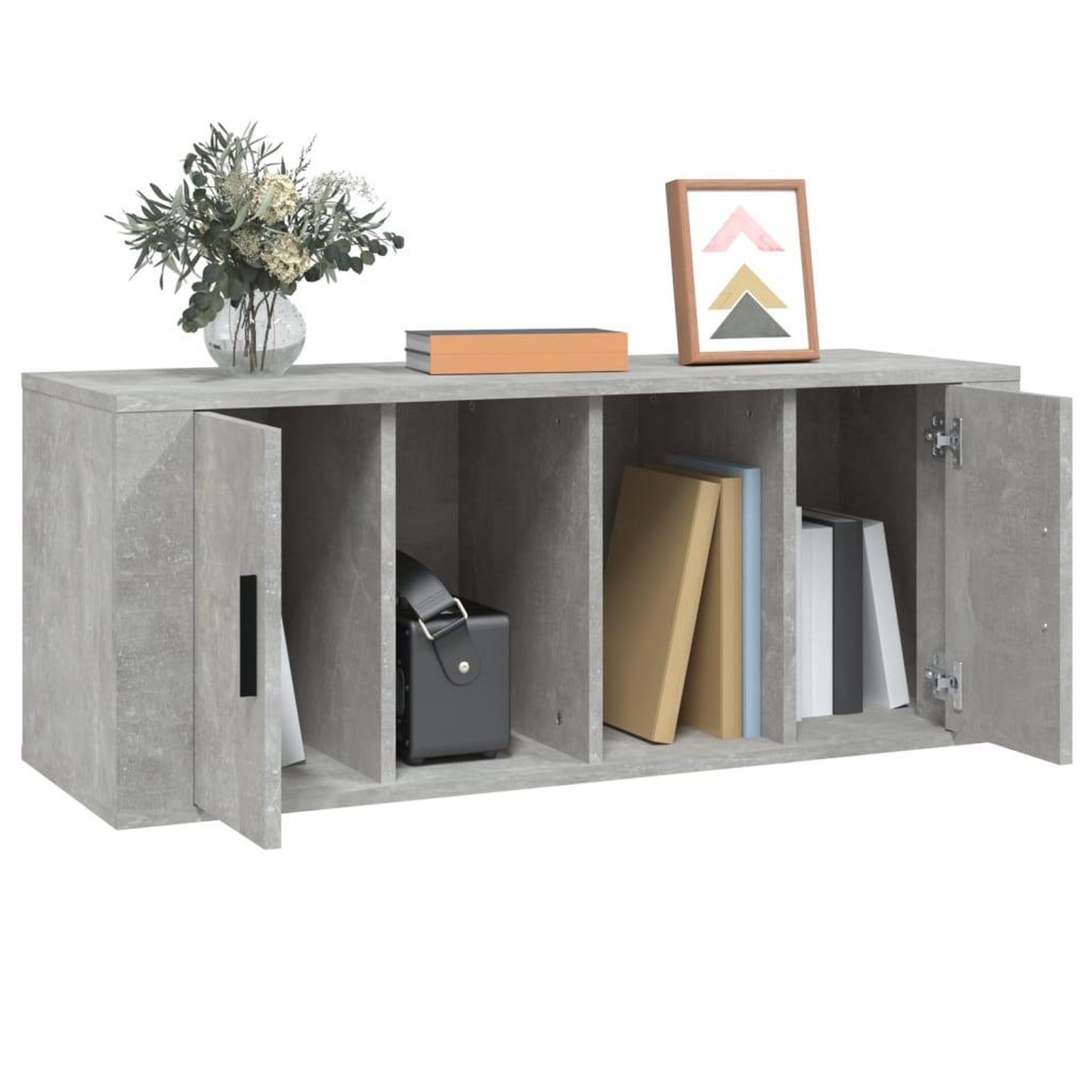 Voir la diapositive 4 : VIDAXL Meuble TV Gris beton 100x35x40 cm Bois d'ingenierie