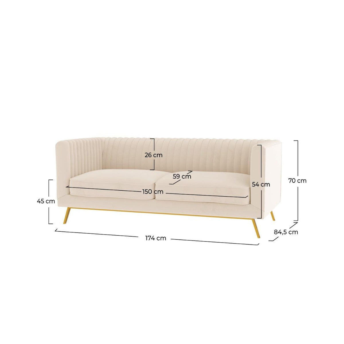 Rendez vous déco Canapé 2 places en velours beige-Gatsby