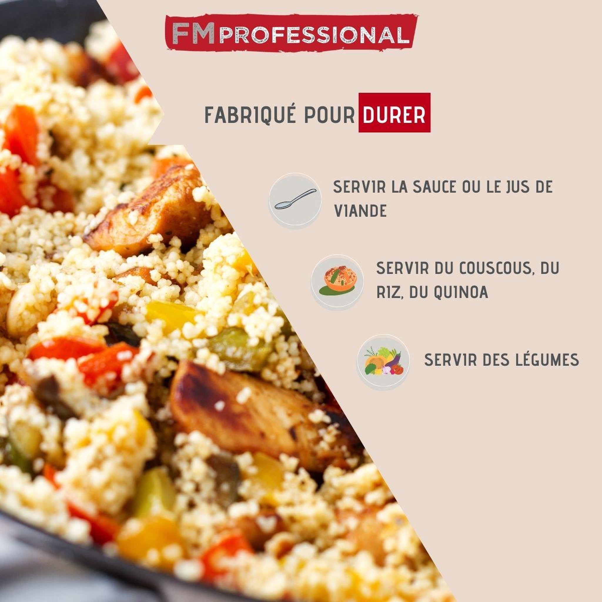 Voir la diapositive 2 : FM PROFESSIONAL Cuillère de service inox 37,5 cm fm professional divers