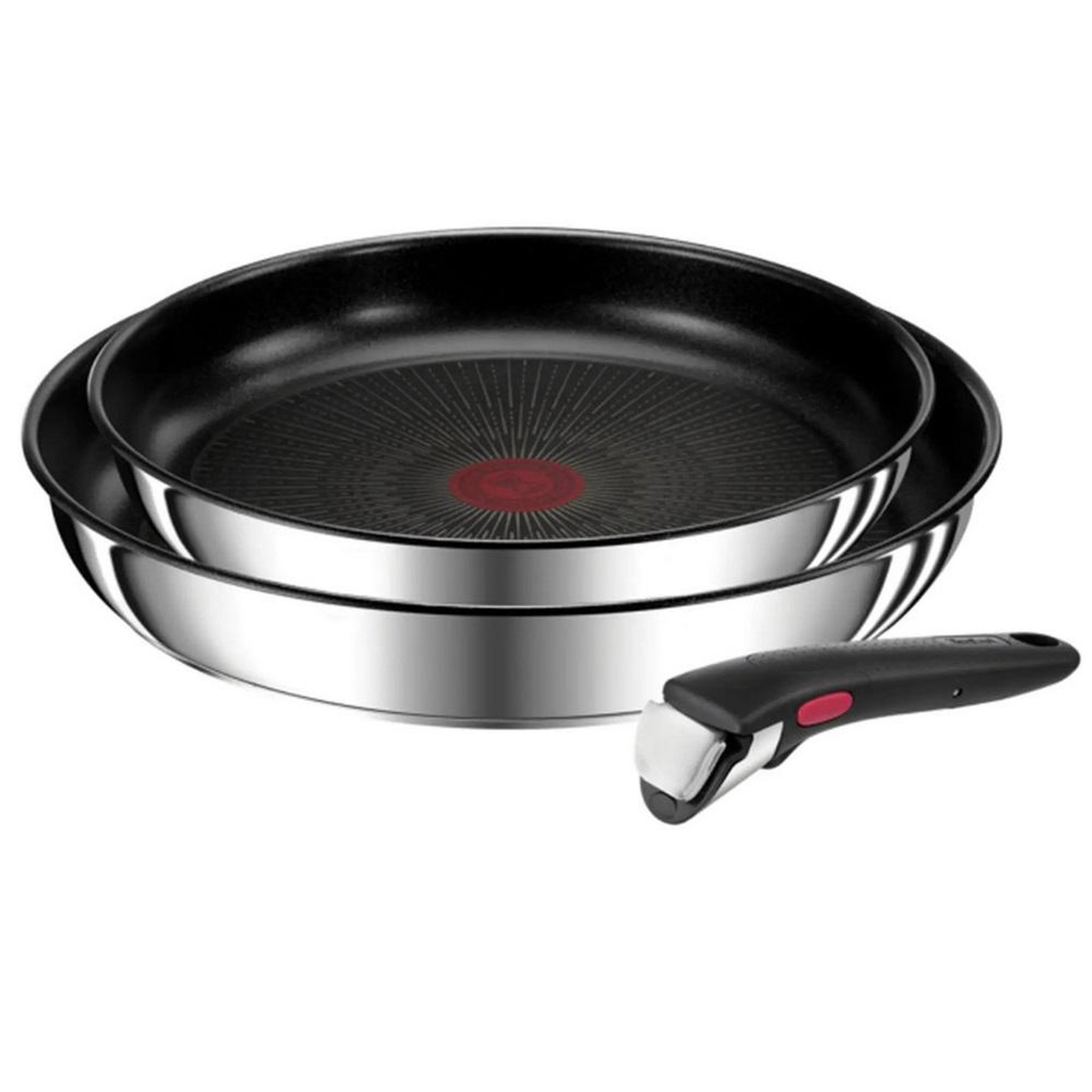 TEFAL Lot de 2 poêles 22/26cm inox + poignée - l9739002